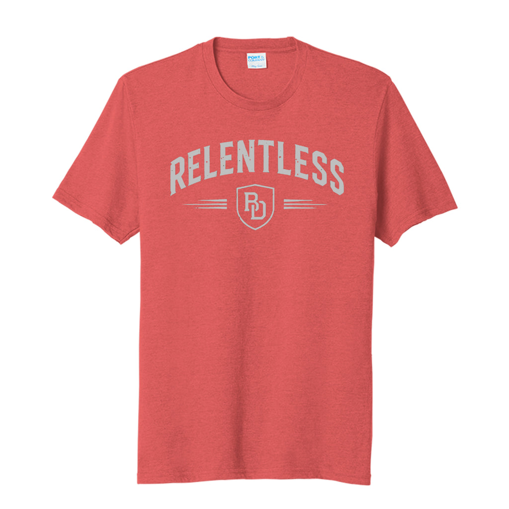 Relentless Men's Tri-Blend Tee — Red — Bright Red Heather — front view