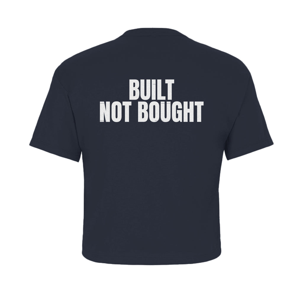 Built Not Bought Crop — Midnight Navy — back view