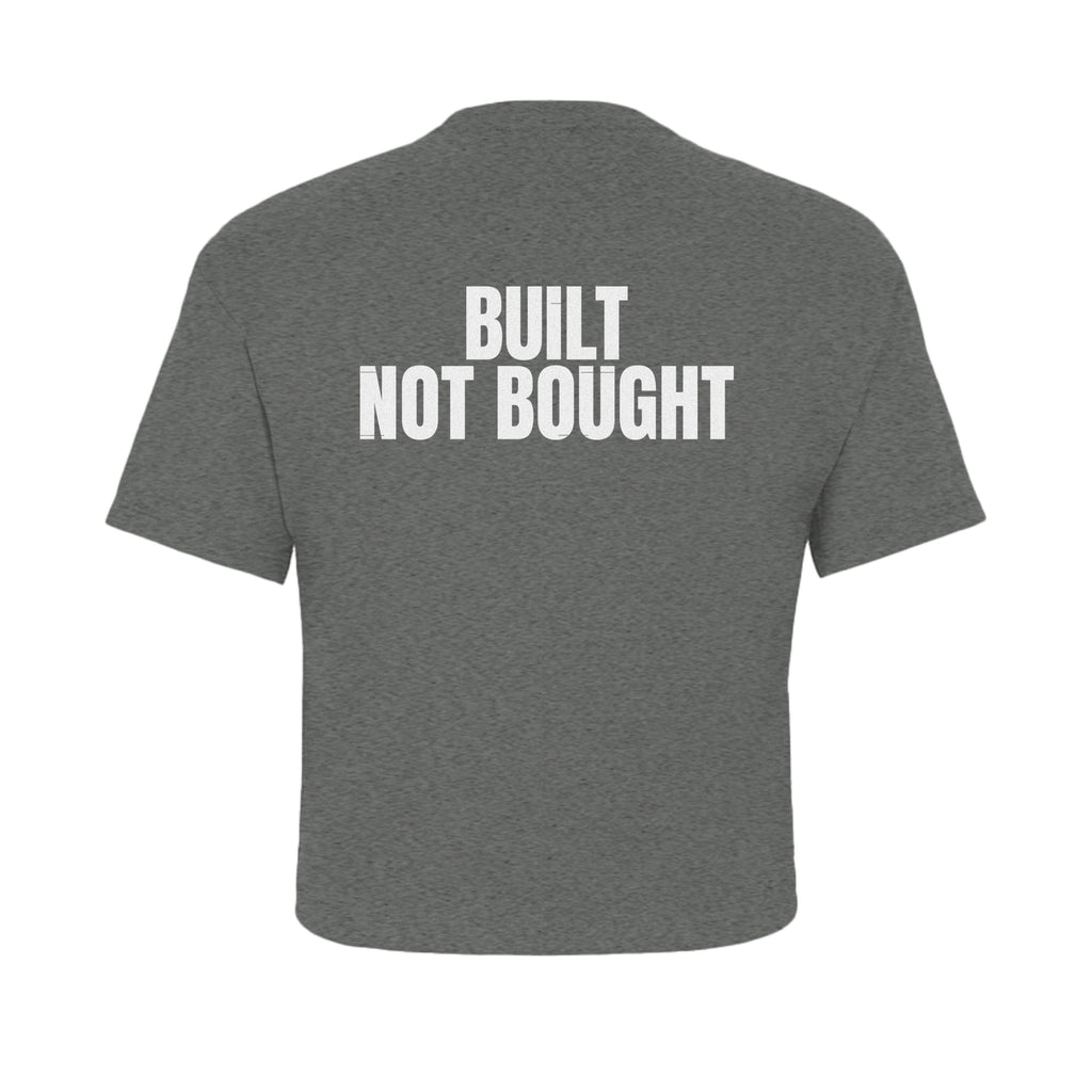 Built Not Bought Crop — Heather Grey — back view