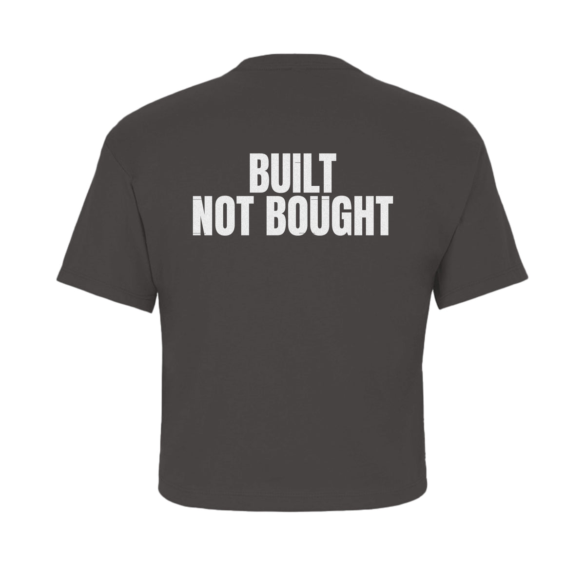 Built Not Bought Crop — Dark Grey — back view